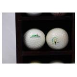 Golf Ball Display Case with Clock and Assorted Logo Golf Balls