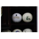Golf Ball Display Case with Clock and Assorted Logo Golf Balls