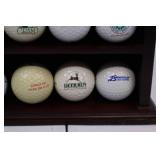 Golf Ball Display Case with Clock and Assorted Logo Golf Balls