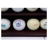 Golf Ball Display Case with Clock and Assorted Logo Golf Balls