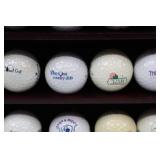 Golf Ball Display Case with Clock and Assorted Logo Golf Balls