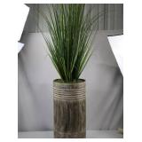 Tall Faux Grass in Weathered Metal Planter, 63 Inches