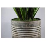 Tall Faux Grass in Weathered Metal Planter, 63 Inches