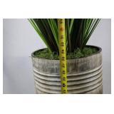 Tall Faux Grass in Weathered Metal Planter, 63 Inches