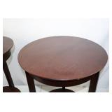 Pair of Round Wood Side Tables with Shelf, 24 Tall, 17" Round