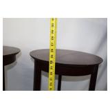 Pair of Round Wood Side Tables with Shelf, 24 Tall, 17" Round
