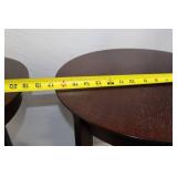 Pair of Round Wood Side Tables with Shelf, 24 Tall, 17" Round