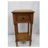 Wooden Side Table with Drawer and Lower Shelf