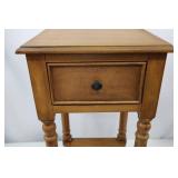Wooden Side Table with Drawer and Lower Shelf