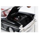 Jada 1:32 Red Diecast Car and Black Chevy Bel Air Convertible Model Lot