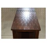 Dark Wood Side Table with Two Drawers and Shelf, 24x12x24 Inches