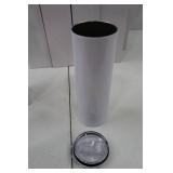 Lot of 10 White Stainless Steel 8.5" Tumblers with Lids - Boxed