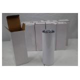Lot of 10 White Stainless Steel 8.5" Tumblers with Lids - Boxed