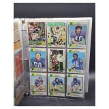 Binder with Assorted Vintage Minnesota Vikings Football Cards and Minnesota North Star Hockey Cards