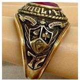 1972 Edina High School Hornets Class Ring 10K Gold - Size 8.5