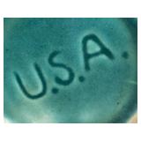 Collection of 5 Vintage Teal Pottery Planters and Vases including a Red Wing and McCoy