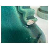 Collection of 5 Vintage Teal Pottery Planters and Vases including a Red Wing and McCoy