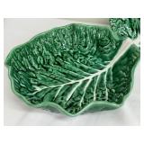 Lot of 2 Secla Portugal Freeman Green Leaf Ceramic Serving Dishes