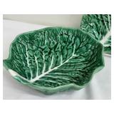 Lot of 2 Secla Portugal Freeman Green Leaf Ceramic Serving Dishes