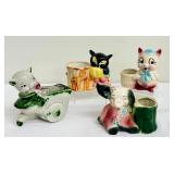 Collection of 5 Vintage Ceramic Animal Planters