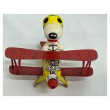 Vintage 1965 Snoopy Die Cast Metal Bi-Plane by Aviva Toy Company