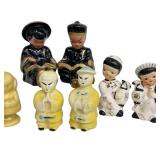 Set of 4 Asian-Inspired Vintage Ceramic Salt and Pepper Shaker Pairs