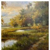 Large Framed Original Landscape Painting by Stepano