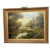 Large Framed Original Landscape Painting by Stepano