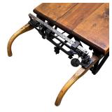 Vintage Grain Scale Coffee Table / Vintage Scale Cart Coffee Table with Cast Iron and Wood