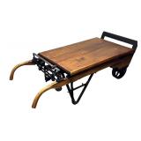 Vintage Grain Scale Coffee Table / Vintage Scale Cart Coffee Table with Cast Iron and Wood
