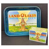 Vintage Land O Lakes Sweet Cream Butter Metal Tray and Recipe Box