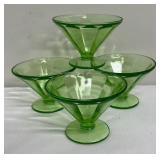 Set of 4 Vintage Uranium Glass Fruit Dishes / Sherbet Dishes