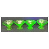 Set of 4 Vintage Uranium Glass Fruit Dishes / Sherbet Dishes