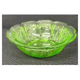 Set of 5 Vintage Uranium Glass Bowls with Floral Pattern