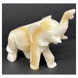 Marble Elephant Figurine and Lion Desk Pen Holder