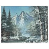 Framed Winter Mountain Landscape Print