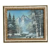 Framed Winter Mountain Landscape Print