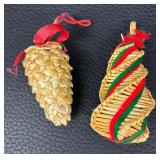 Scandinavian Straw and Wood Christmas Ornaments Collection