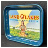 Vintage Land O Lakes Metal Recipe Box and Tray