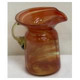 Petite Orange Swirled Blown Glass Pitcher