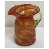 Petite Orange Swirled Blown Glass Pitcher