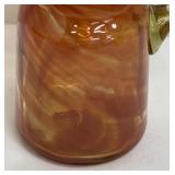 Petite Orange Swirled Blown Glass Pitcher