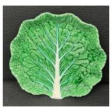 Pair of Bordallo Pinheiro Majolica Cabbage Leaf Dishes