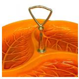 Royal Haeger Vintage Orange Leaf Serving Platter with Handle