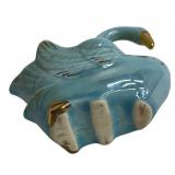 Vintage Royal Copley Blue and Gold Swan Planter