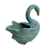 Vintage Royal Copley Blue and Gold Swan Planter