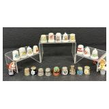 Assorted Decorative Thimble Collection Ceramic and Metal Designs