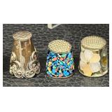 Assorted Decorative Thimble Collection Ceramic and Metal Designs