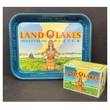 Vintage Land O Lakes Metal Recipe Box and Advertising Tray