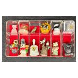 Collection of Miniature Owl Figurines, Thimbles, and Trinkets